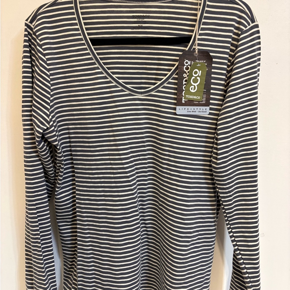 Toad&Co Dark Graphite Striped Long Sleeve Tee